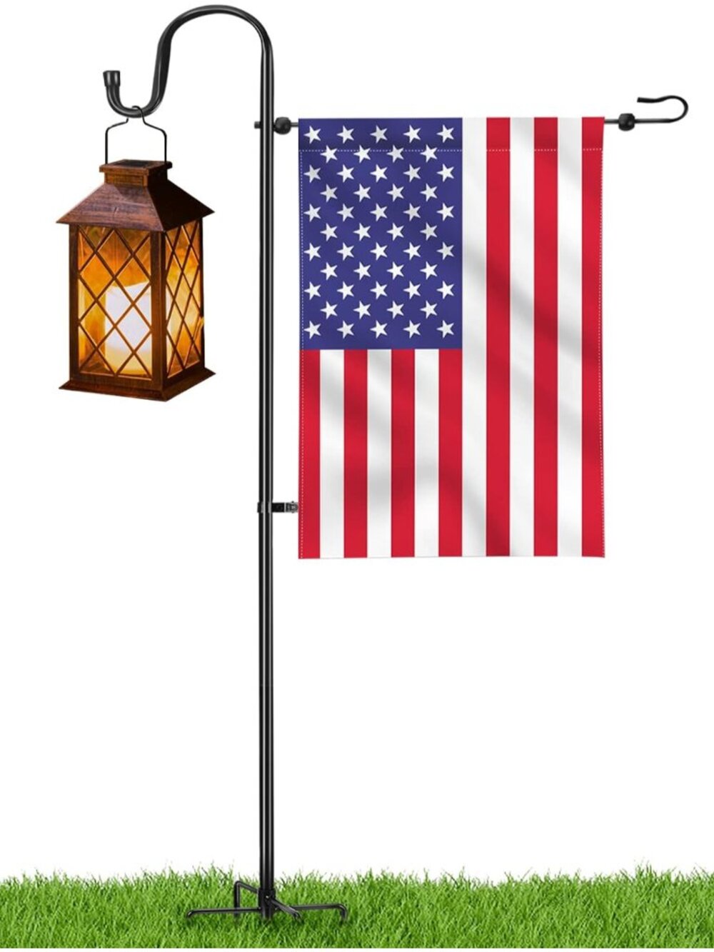 Garden Flag Stand - Upgraded Garden Flag Pole with Shepherd Hooks for 12 x 18 Fl